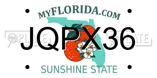 JQPX36 Florida License Plate