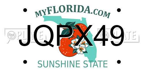 JQPX49 Florida License Plate