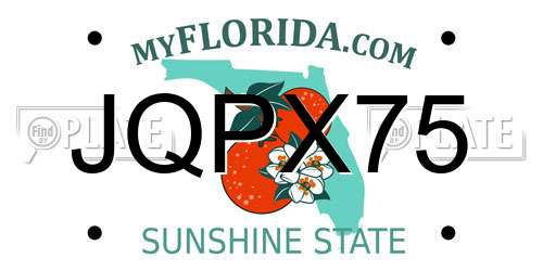 JQPX75 Florida License Plate