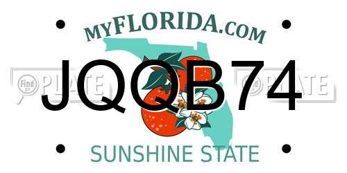 JQQB74 Florida License Plate