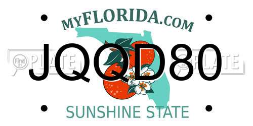 JQQD80 Florida License Plate