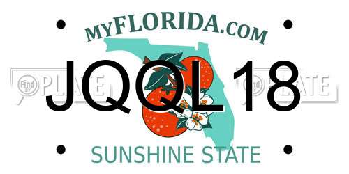 JQQL18 Florida License Plate