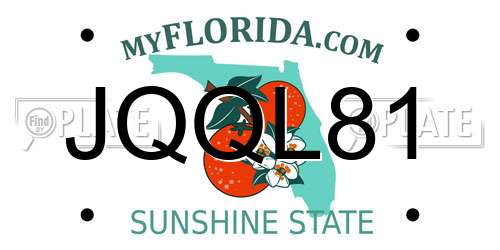 JQQL81 Florida License Plate
