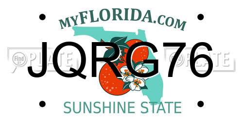 JQRG76 Florida License Plate