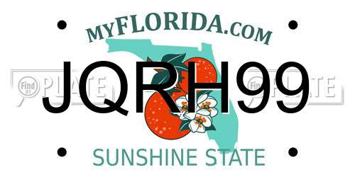 JQRH99 Florida License Plate