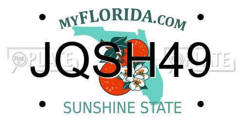 JQSH49 Florida License Plate