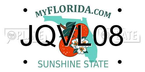JQVL08 Florida License Plate