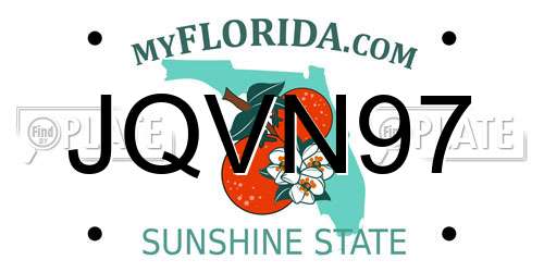 JQVN97 Florida License Plate