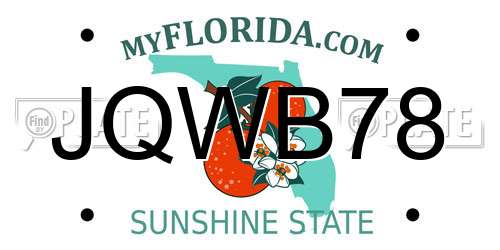 JQWB78 Florida License Plate