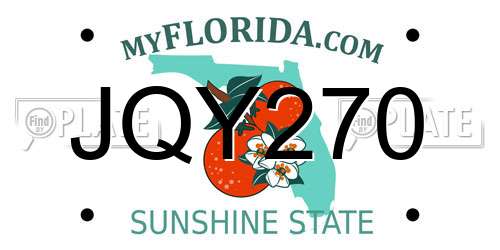 JQY270 Florida License Plate