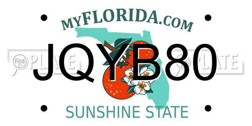 JQYB80 Florida License Plate