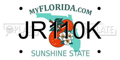 JR110K Florida License Plate