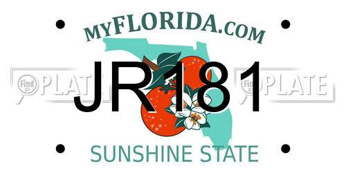 JR181 Florida License Plate