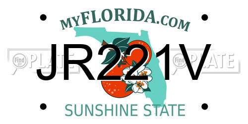 JR221V Florida License Plate