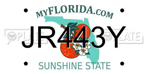 JR443Y Florida License Plate