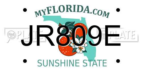 JR809E Florida License Plate