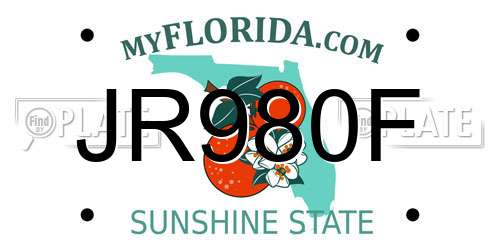 JR980F Florida License Plate