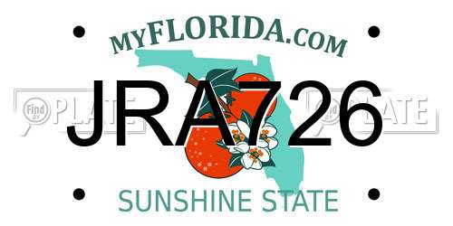 JRA726 Florida License Plate