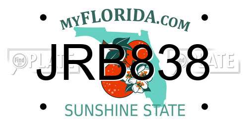 JRB838 Florida License Plate
