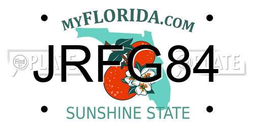 JRFG84 Florida License Plate
