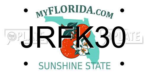 JRFK30 Florida License Plate