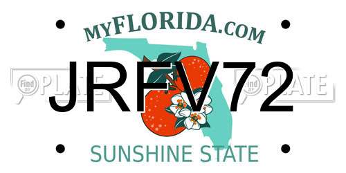 JRFV72 Florida License Plate