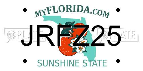 JRFZ25 Florida License Plate