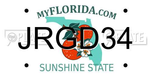 JRGD34 Florida License Plate