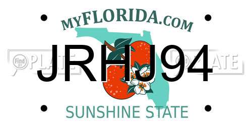 JRHJ94 Florida License Plate