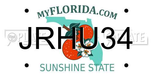 JRHU34 Florida License Plate