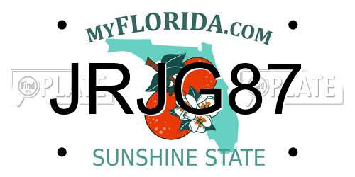 JRJG87 Florida License Plate
