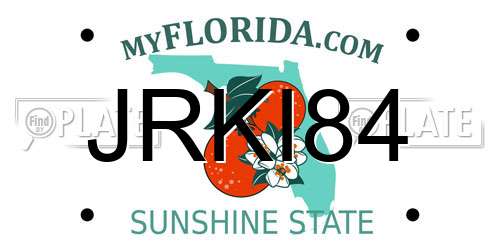 JRKI84 Florida License Plate