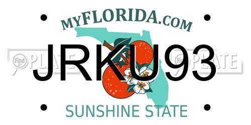 JRKU93 Florida License Plate