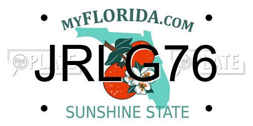 JRLG76 Florida License Plate