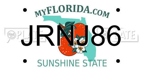 JRNJ86 Florida License Plate