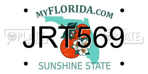 JRT569 Florida License Plate