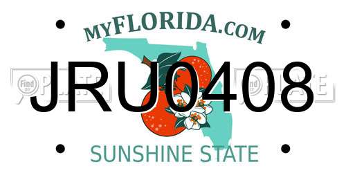 JRU0408 Florida License Plate