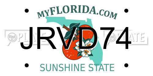 JRVD74 Florida License Plate