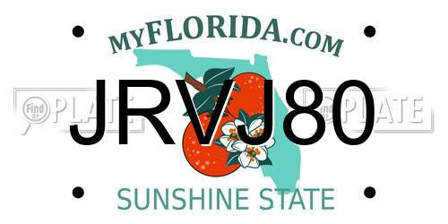JRVJ80 Florida License Plate