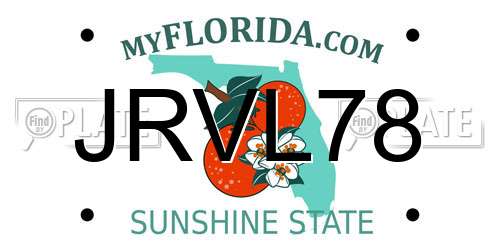 JRVL78 Florida License Plate