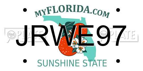 JRWE97 Florida License Plate