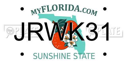 JRWK31 Florida License Plate