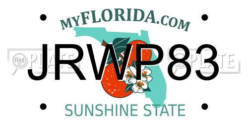 JRWP83 Florida License Plate