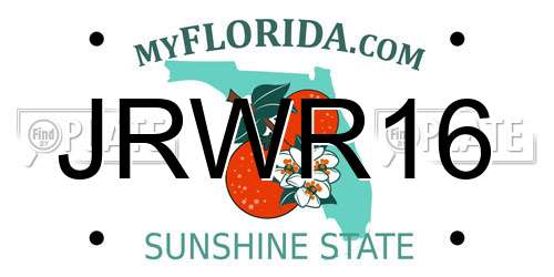 JRWR16 Florida License Plate