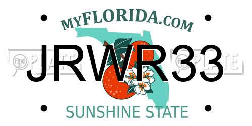 JRWR33 Florida License Plate