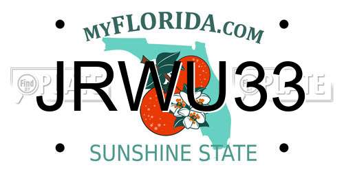 JRWU33 Florida License Plate