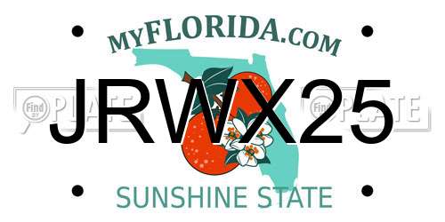JRWX25 Florida License Plate