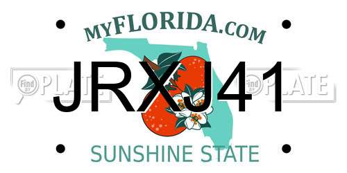 JRXJ41 Florida License Plate