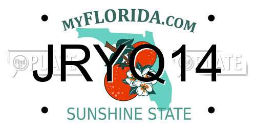 JRYQ14 Florida License Plate