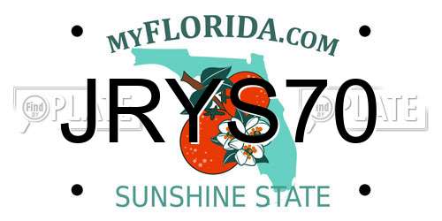 JRYS70 Florida License Plate